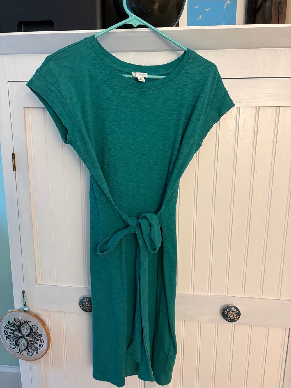 J. Crew Teal Green Tie-Waist Short Sleeve Dress